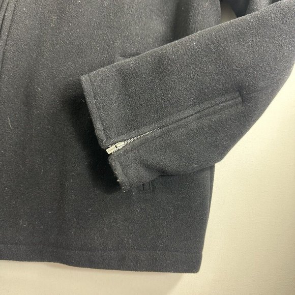GUESS Coat Jacket Wool Blend Lined Full Zip Pockets Black Mens Size Large Heavy - Picture 4 of 11